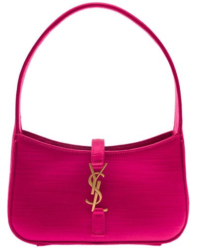 Saint Laurent Le 5 A 7 Mini Hobo Bag In Satin Woman - Pink