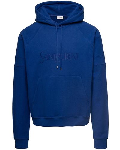 Saint Laurent Embroidered Hoodie - Blue