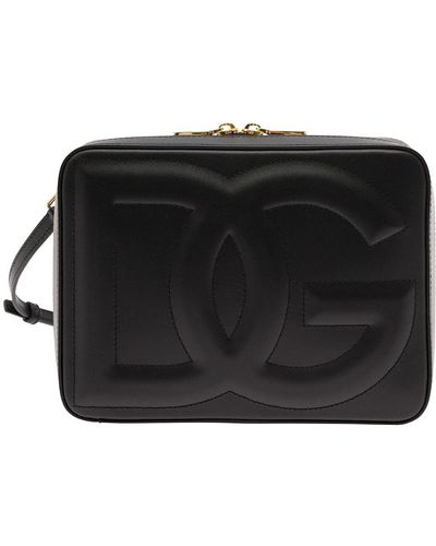 Dolce & Gabbana Crossbody Bag With Quilted Dg Logo - Black