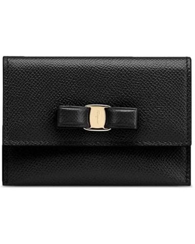 Ferragamo Vara Leather Flap Wallet - Black