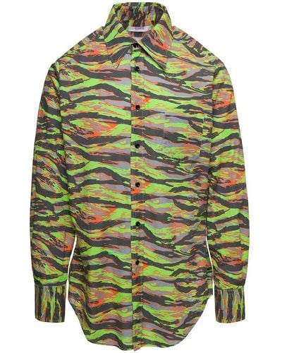 ERL Long Sleeve Shirt With Graphic Print In Cotton - Green