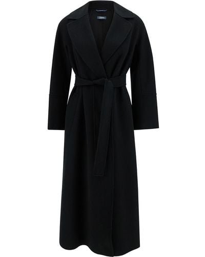 Max Mara 'Elisa' Robe Coat With Matching Belt - Black