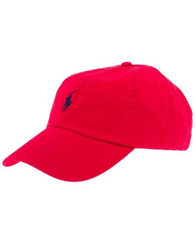 Polo Ralph Lauren Man 's Red Cotton Sport Cap With Logo