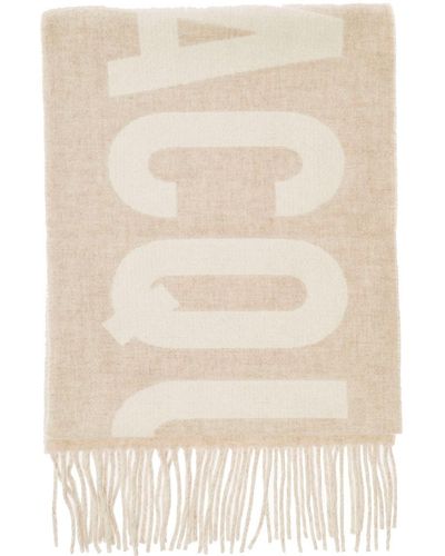 Jacquemus Lecharpe Beige Scarf With Contrasting Logo In Wool - Natural