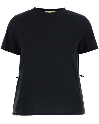 Herno T-Shirt With Drawstring And Cut-Out - Black