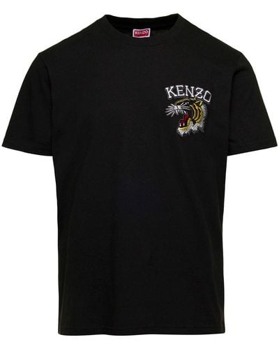 KENZO Slim T-Shirt With Tiger Patch - Black