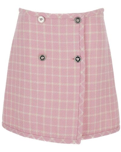 Versace Check-Pattern Skirt - Pink