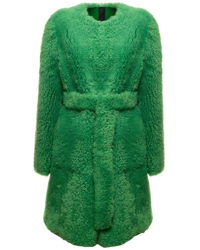 Blancha Icemerino Belted Coat In Teddy Woman - Green