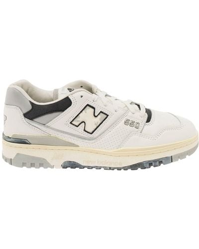 New Balance '550' And Low Top Trainers With Logo And Contra - White