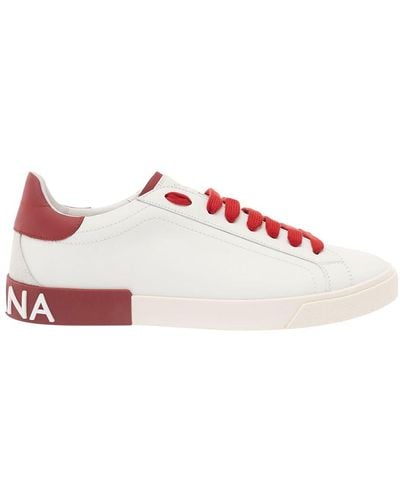 Dolce & Gabbana 'Portofino' And Low Top Trainers With Logo P - Pink