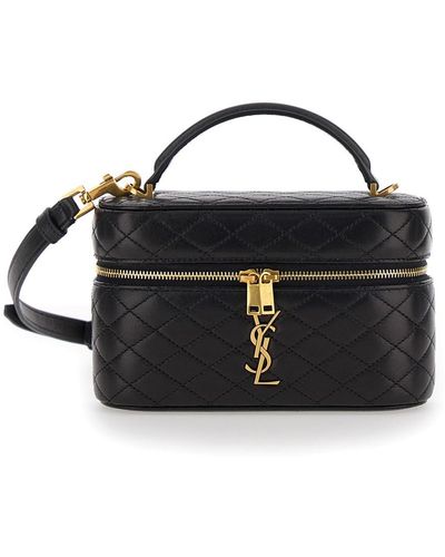 Saint Laurent 'Gaby' Vanity Bag With Cassandre - Black
