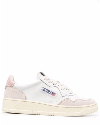 Autry Sneakers Medalist Low In Suede e Pelle Bianca e Powder - Bianco