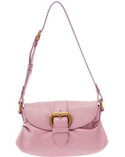 Pinko 'Classic Jolene Small' Shoulder Bag With Maxi Buckle - Pink