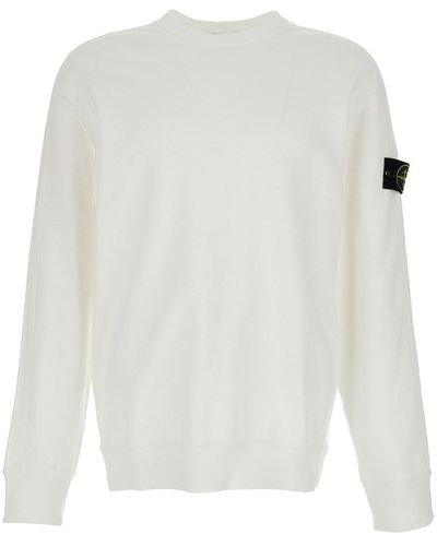 Stone Island Crewneck Sweatshirt With Logo Patch - White