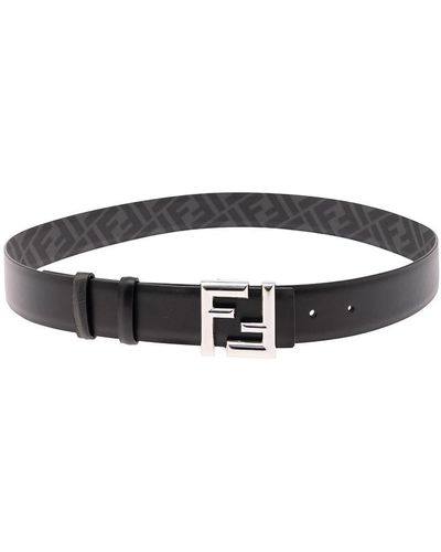 Fendi Reversible Belt With Ff Buckle In Smooth Leather Man - Black