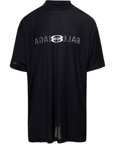 Balenciaga T-Shirt With Mirrored Logo - Black