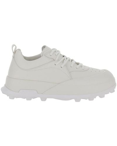 Jil Sander 'Orb' Low Top Sneakers With Cleated Sole - White