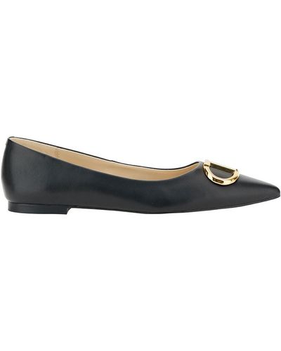 Twin Set Ballet Flats With Oval T Logo - Black