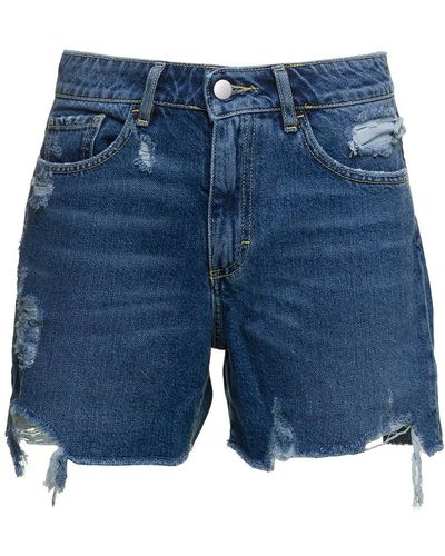 ICON DENIM 'Sam' Shorts With Raw Edge - Blue
