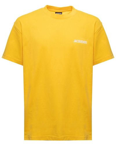Jacquemus Crewneck T-shirt With Logo Print In Cotton Man - Yellow