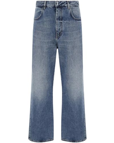 Givenchy Light Straight Jeans With Logo Plaque - Blue