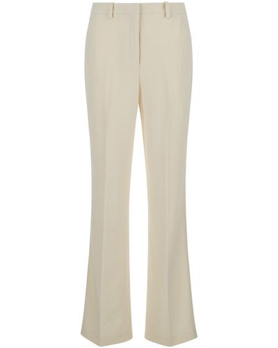Theory Ivory Sartorial Trousers With Stretch Pleat - Natural
