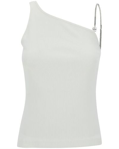 Givenchy One-Shoulder Top With 4G Chain - White