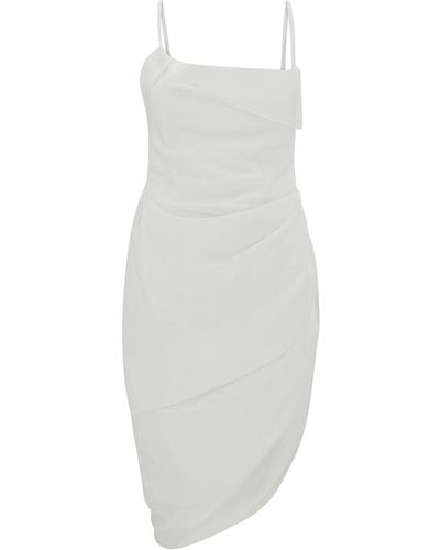 Jacquemus 'La Robe Saudade' Mini Draped Dress - White