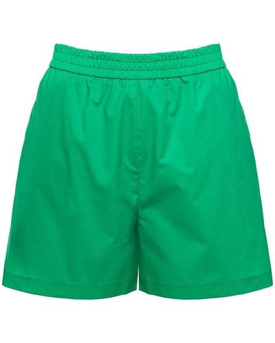 Plain High Waisted Shorts - Green