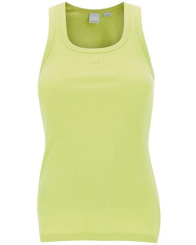 Pinko Ribbed Tank Top With Love Birds Detail - Yellow