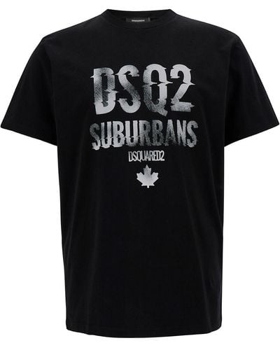 DSquared² T-shirt con stampa logo foglia d'acero - Nero