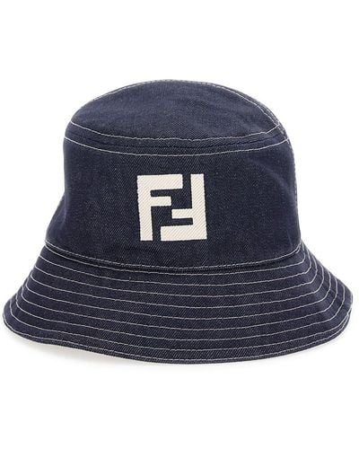 Fendi Bucket Hat With Contrasting Ff Embroidery - Blue