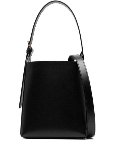 A.P.C. Bucket Bag With Shoulder Strap And Top Adjustable Handle In Leather - Black