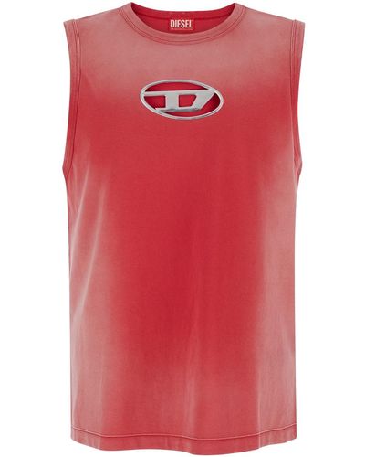 DIESEL Tank Top With Dlogo Cut-Out - Red