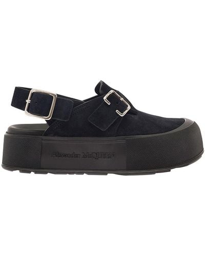 Alexander McQueen 'Mount Slick' Close-Toe Sandals With Platform - Black
