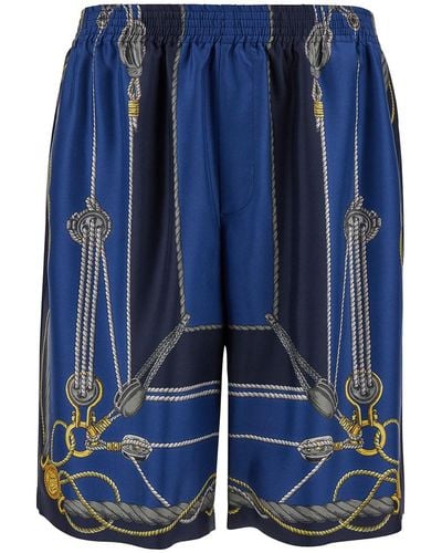 Versace 'Nautical' Shorts With Barocco Print - Blue