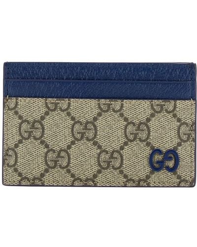 Gucci And Ebony Card-Holder With Gg Detail - Blue