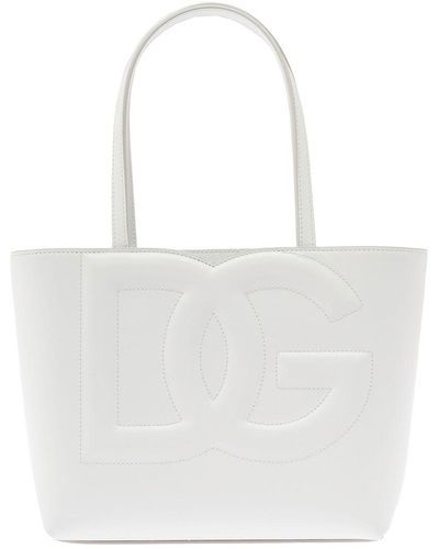 Dolce & Gabbana Borsa piccola shopper 'dg logo' in pelle bianca donna - Bianco
