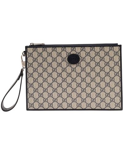 Gucci And Clutch With Interlocking G - Gray