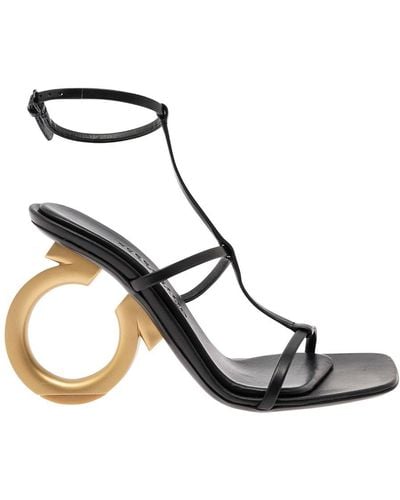 Ferragamo Gancio Leather Sandals - Black