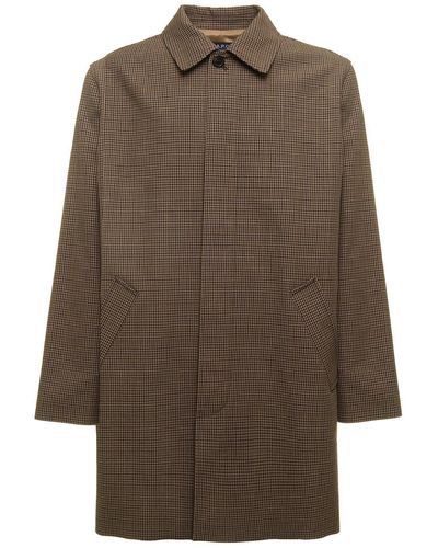 A.P.C. Man's Emilien Cotton Houndstooth Coat - Brown