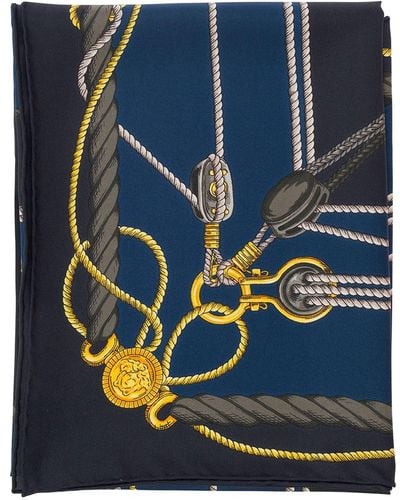 Versace Foulard Grande Con Stampa Nautica - Blu