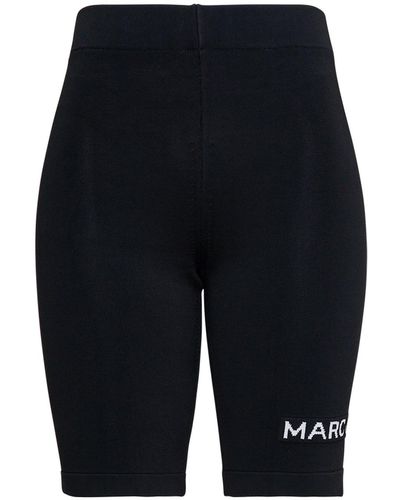 Marc Jacobs Black Stretch Fabric Cyclist Shorts With Logo Print