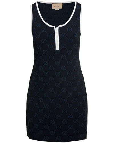 Gucci Logo-pattern Regular-fit Knitted Mini Dres - Black