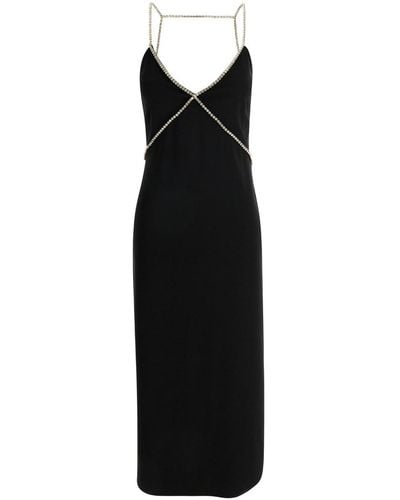 Liu Jo Midi Dress With Rhinestone Straps - Black