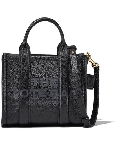 Marc Jacobs Borsa 'the mini tote bag' con logo in pelle martellata nera donna - Nero