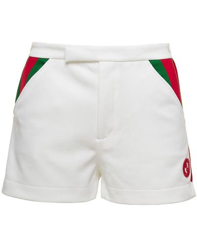 Gucci Pantaloncini 'Tennis Club' Con Dettaglio Web E Patch Logo - Bianco