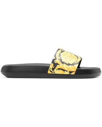 Versace Barocco Rubber Slides - Black