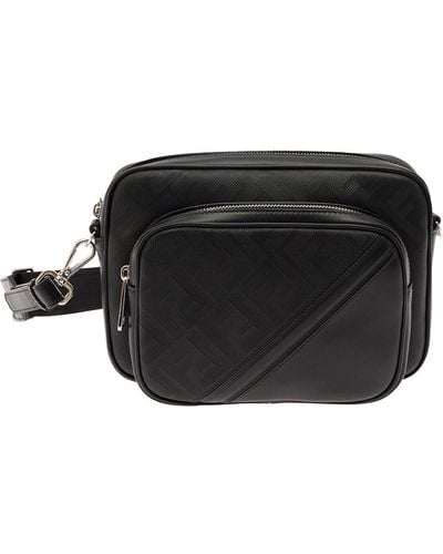 Fendi Crossbody Bag With Ff Motif - Black