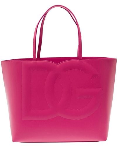 Dolce & Gabbana 'Dg Logo' Fuchsia Medium Shopper - Pink
